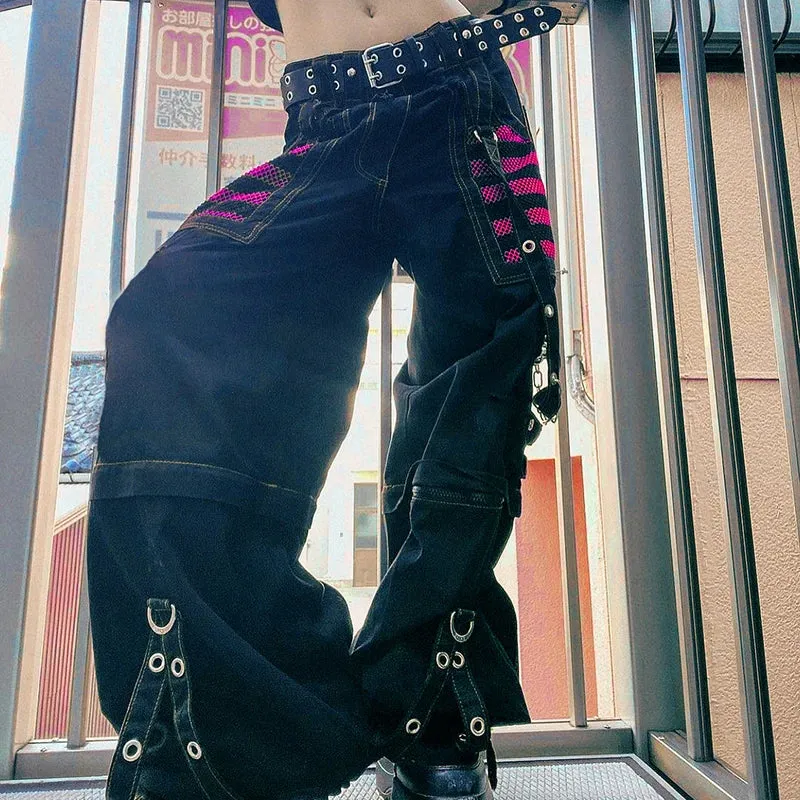 Punk Cargo Wide Straight Grunge Hippie Baggy Academic Dark Streetwear Gothic Pants