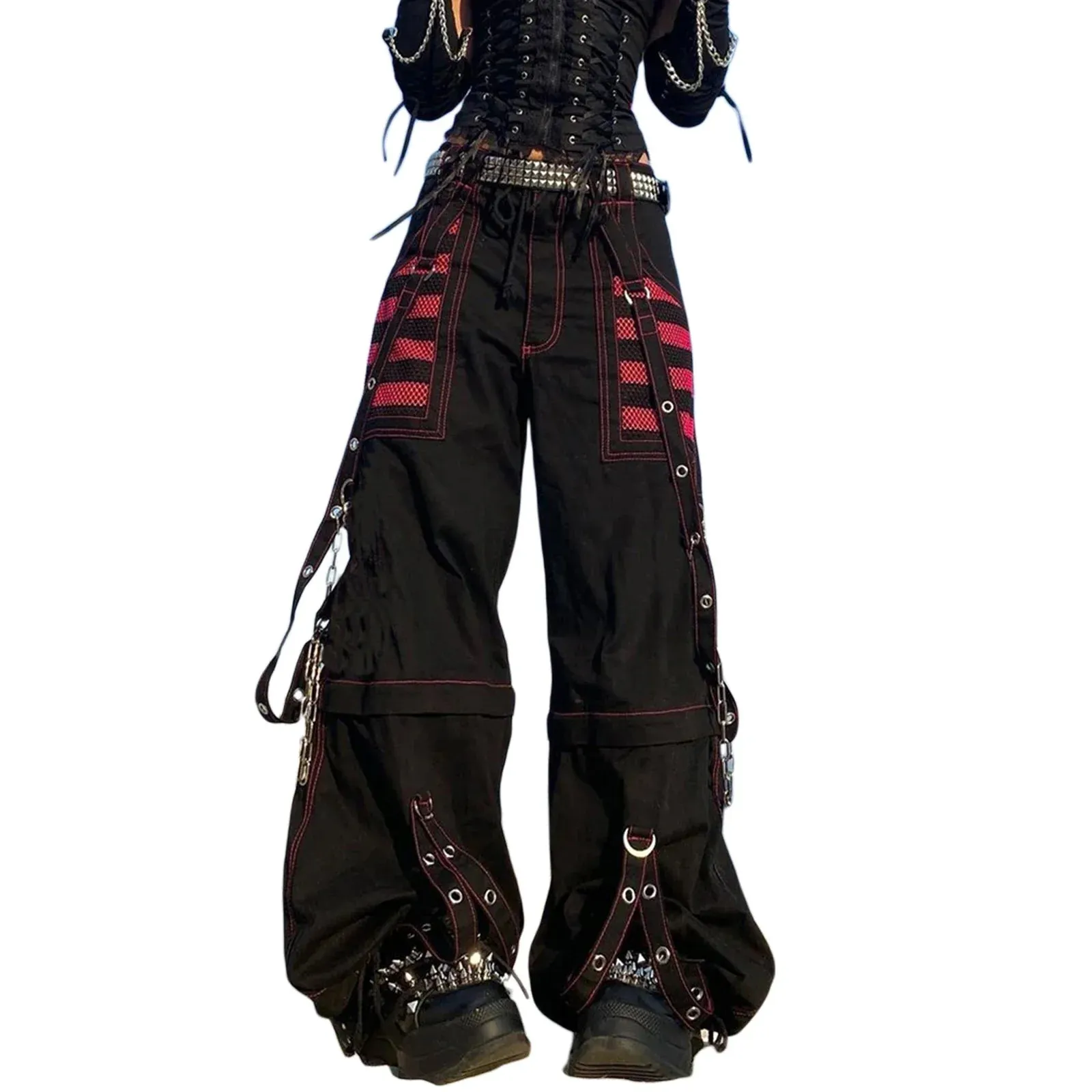 Punk Cargo Wide Straight Grunge Hippie Baggy Academic Dark Streetwear Gothic Pants