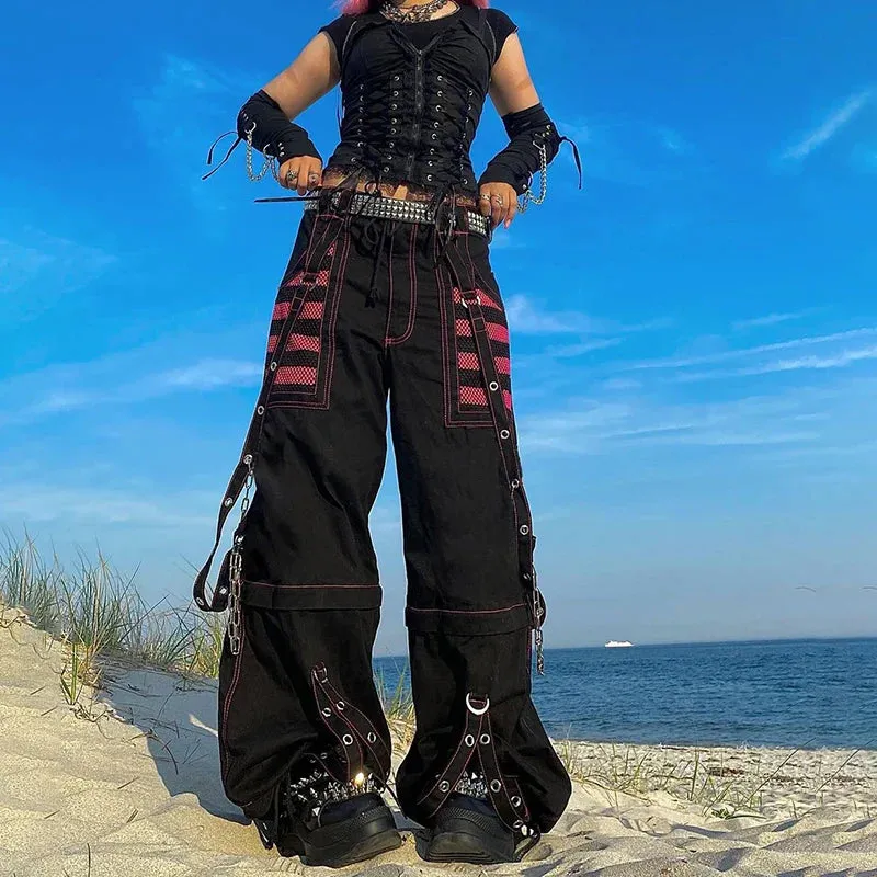 Punk Cargo Wide Straight Grunge Hippie Baggy Academic Dark Streetwear Gothic Pants