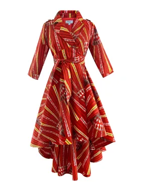 RED HIGH-LOW WRAP DRESS JACKET SALE
