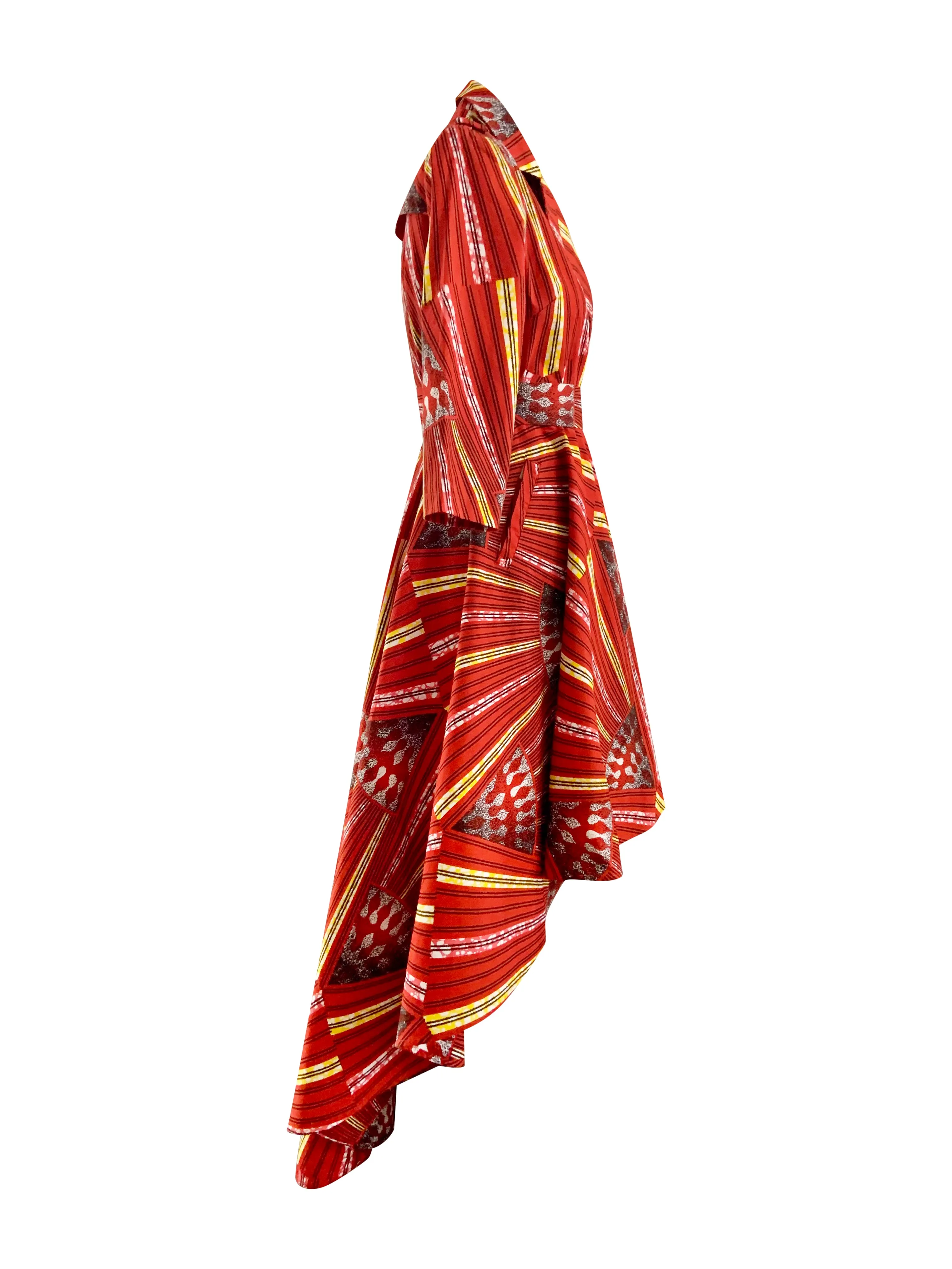 RED HIGH-LOW WRAP DRESS JACKET SALE