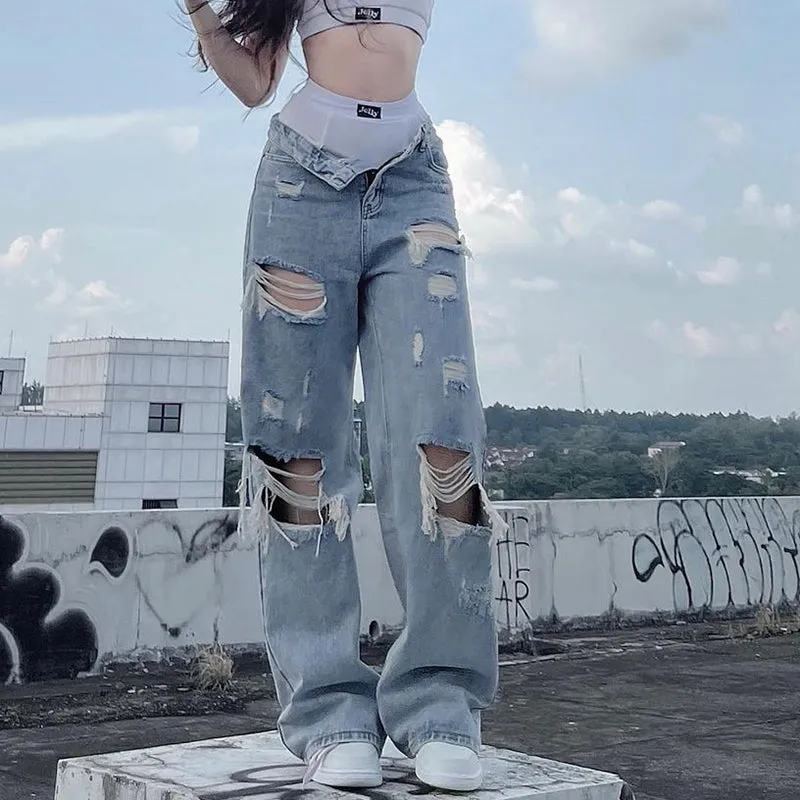 Ripped Loose Denim Street Pants SD01319