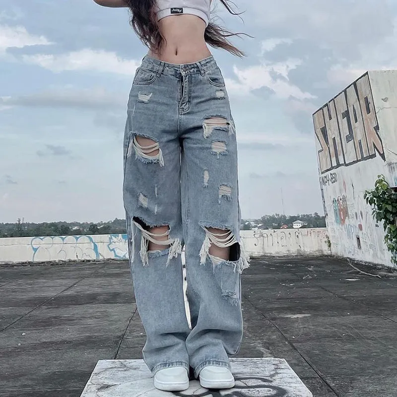 Ripped Loose Denim Street Pants SD01319