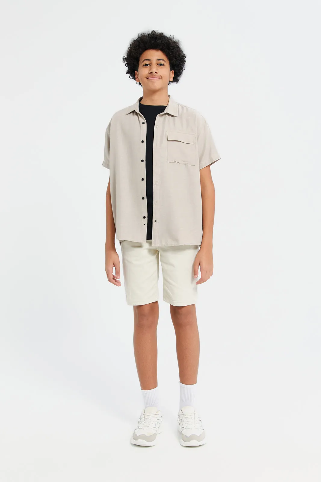 Senior Boys Beige Chino Shorts