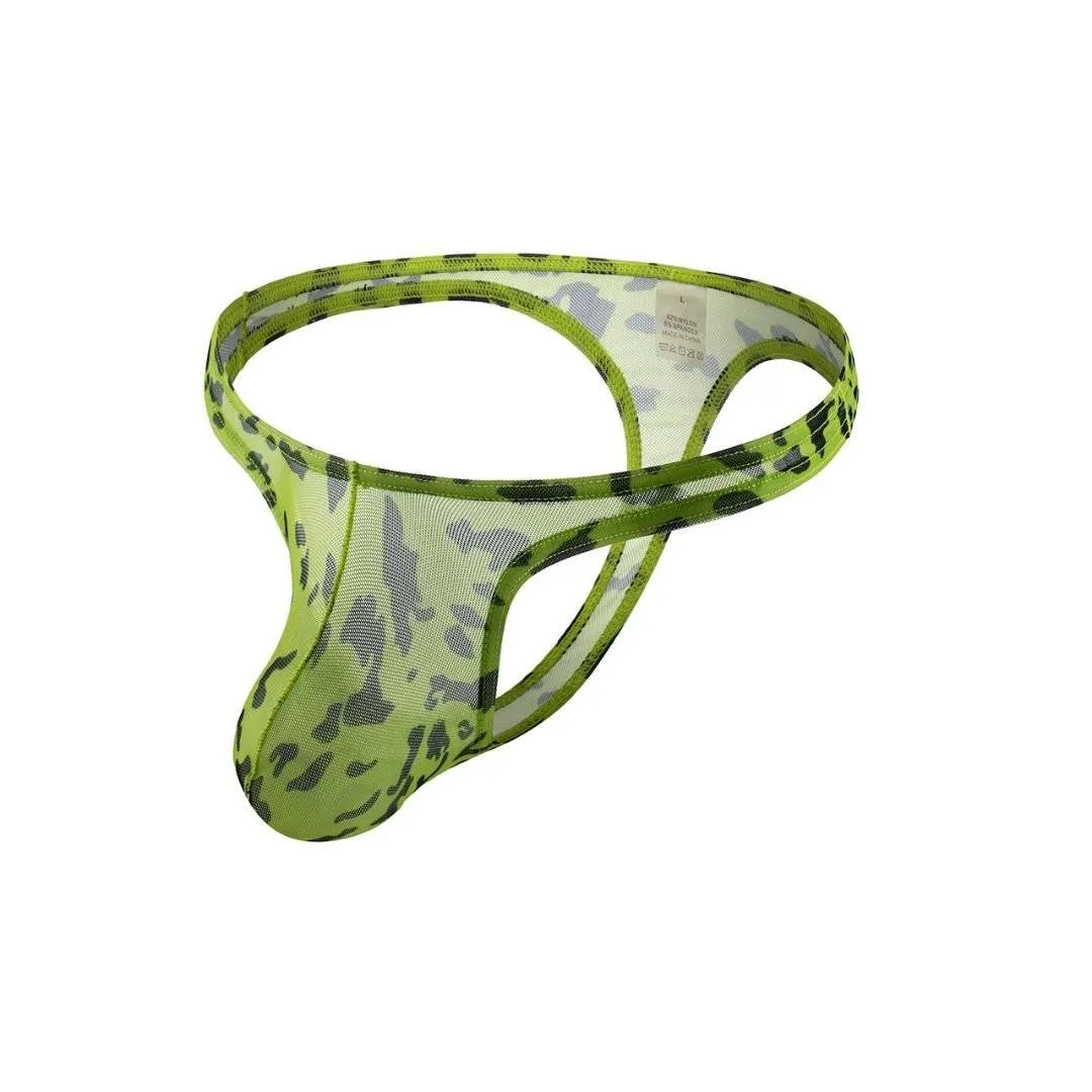 Sheer Leopard Print Thong Underwear