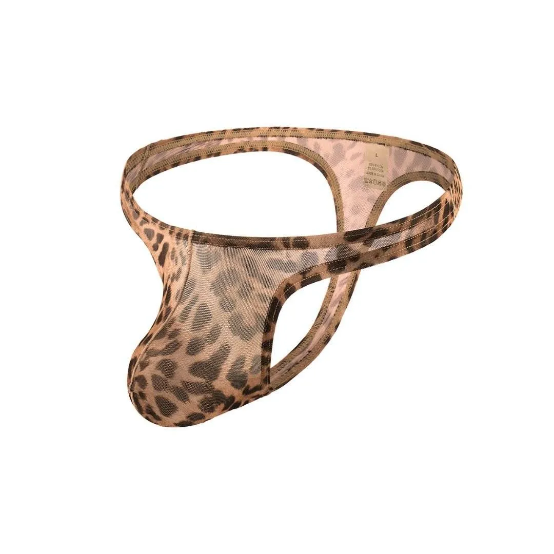 Sheer Leopard Print Thong Underwear