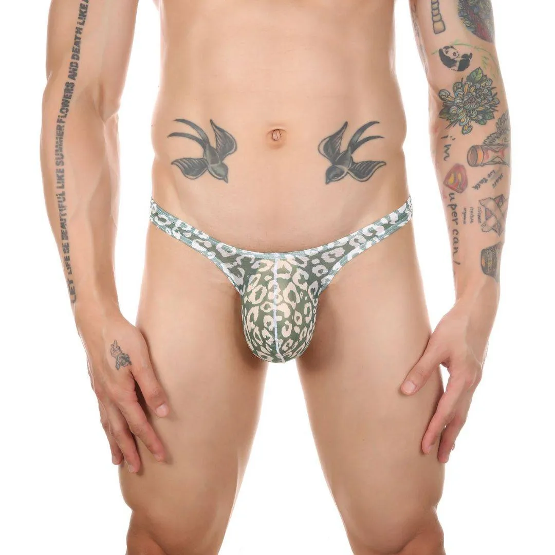 Sheer Leopard Print Thong Underwear