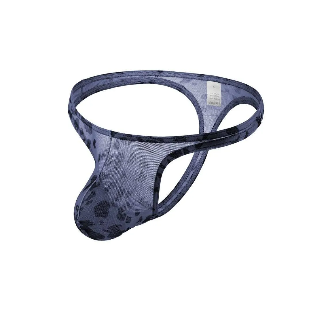 Sheer Leopard Print Thong Underwear
