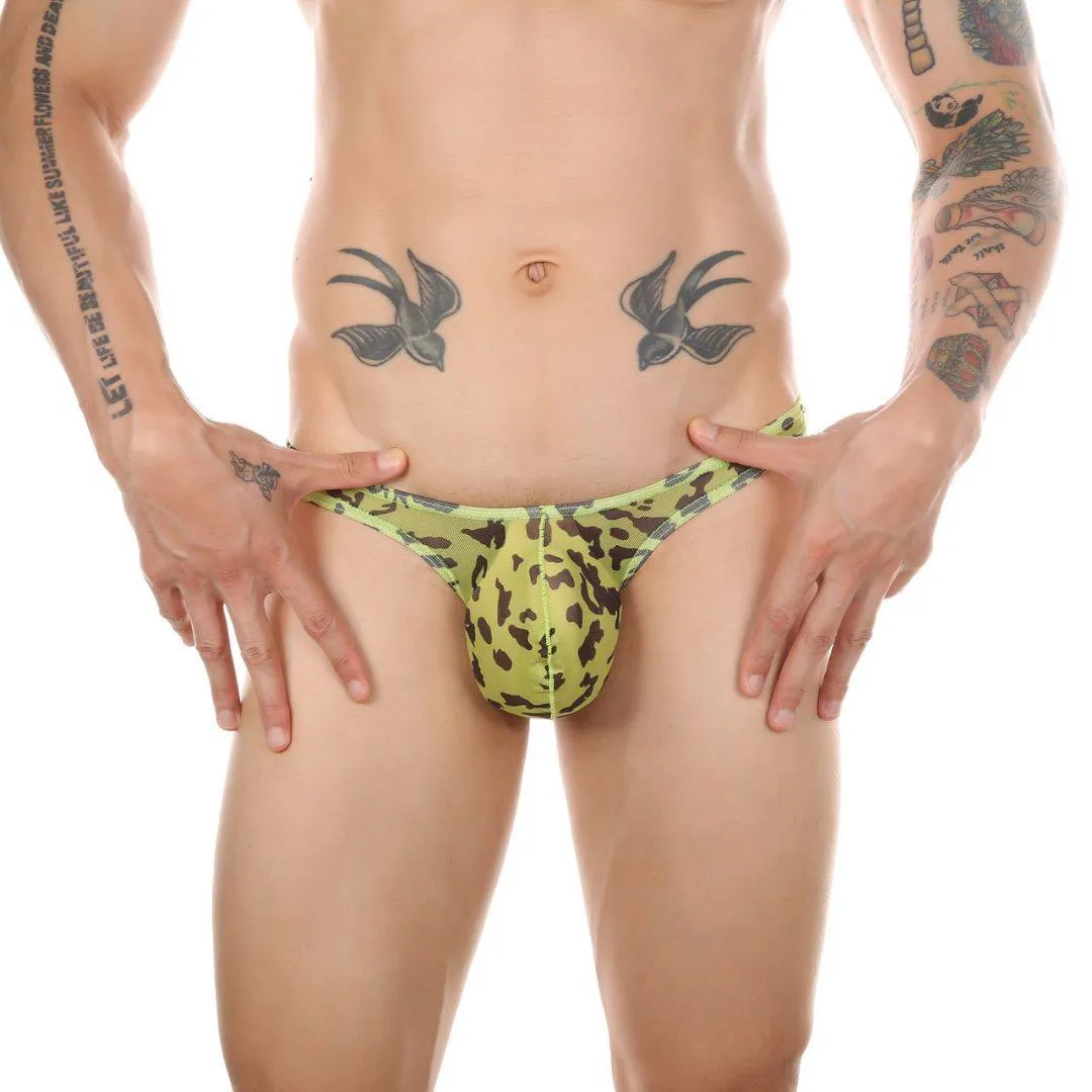 Sheer Leopard Print Thong Underwear