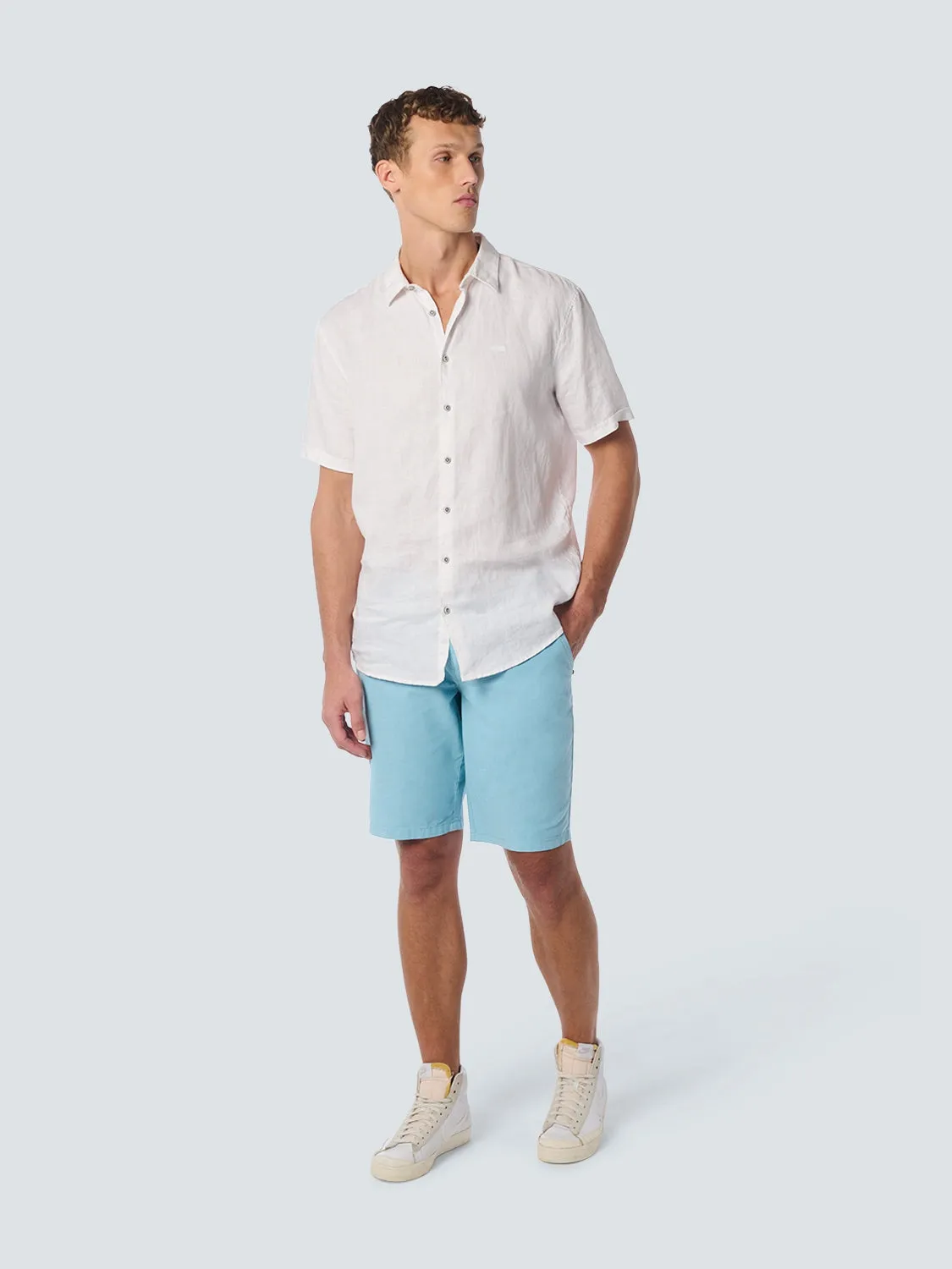 Short With Linen Garment Dyed | Aqua
