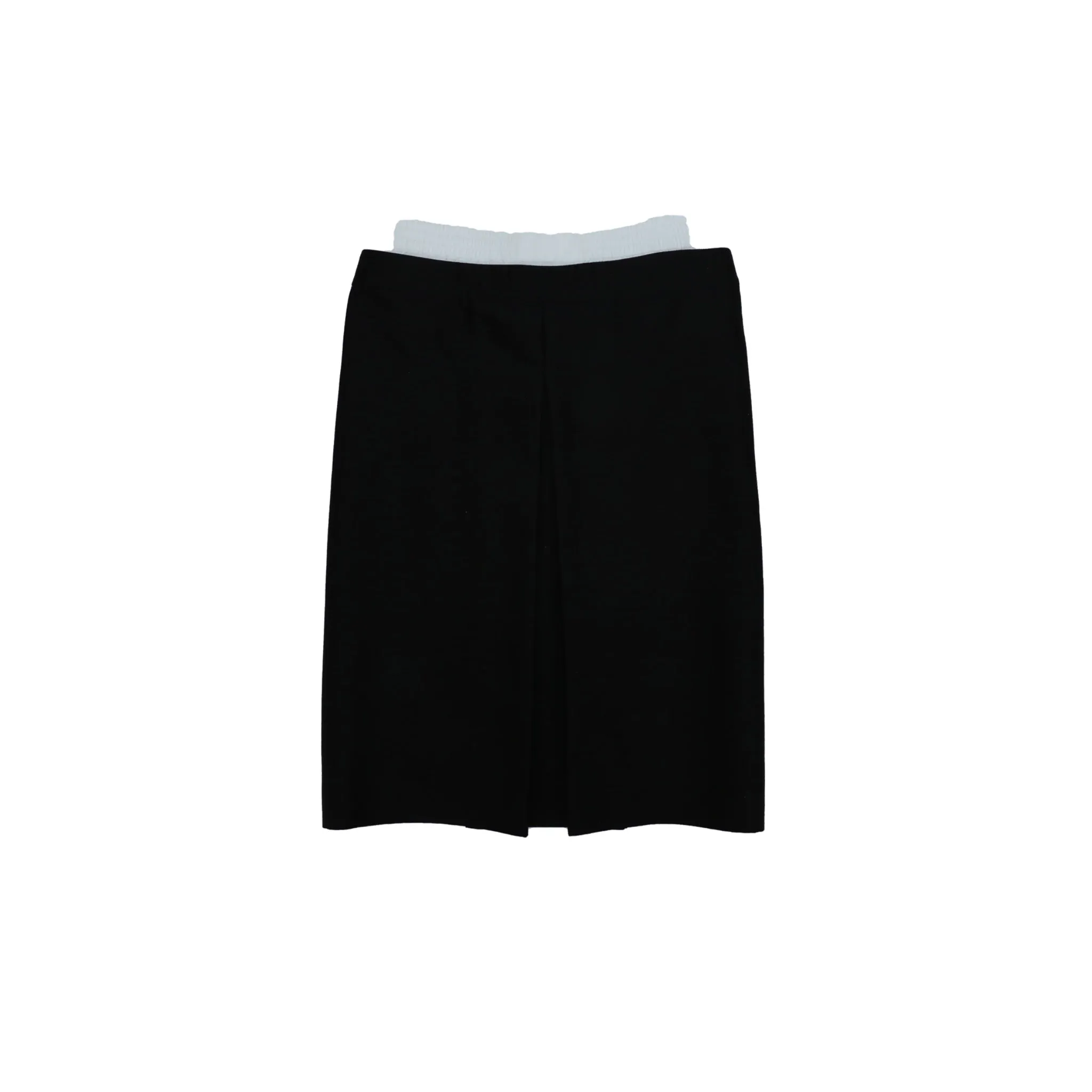Silk Wool Patchwork Midi-skirt in Black