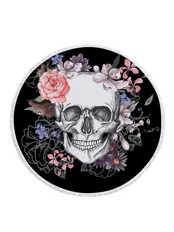 Skull Head Ultra Large Circular Beach Towel&Yoga Pad