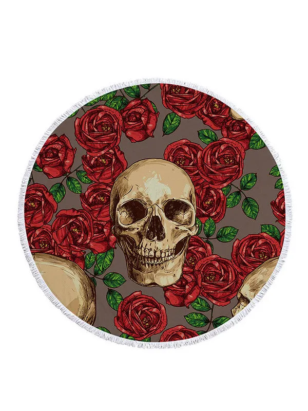 Skull Head Ultra Large Circular Beach Towel&Yoga Pad