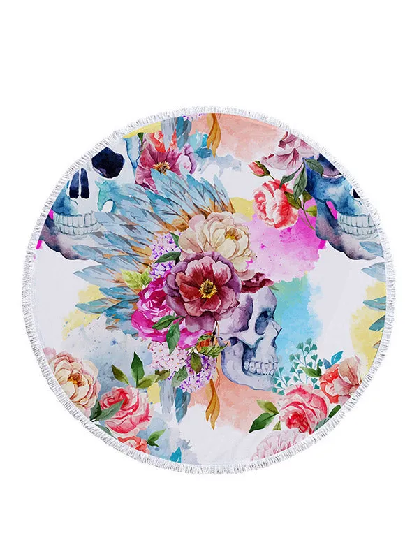 Skull Head Ultra Large Circular Beach Towel&Yoga Pad