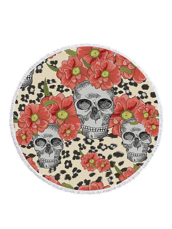 Skull Head Ultra Large Circular Beach Towel&Yoga Pad