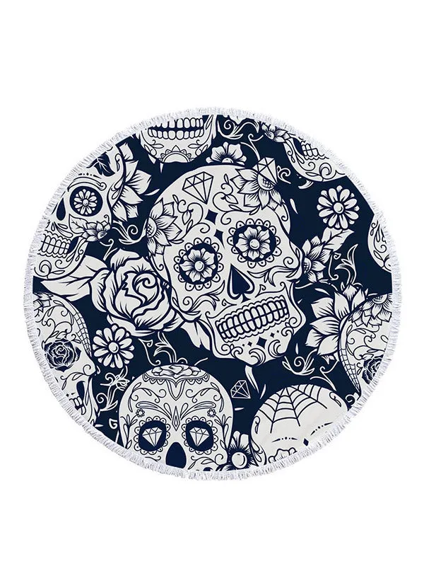 Skull Head Ultra Large Circular Beach Towel&Yoga Pad