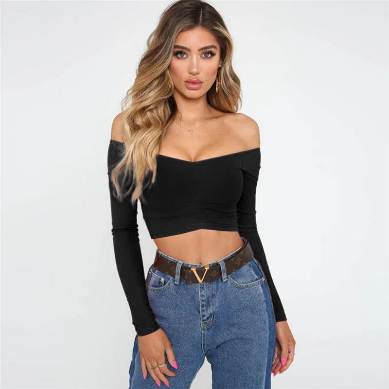 Slim Blouse Ribbed Off The Shoulder