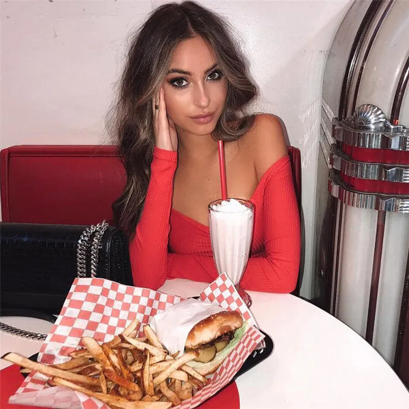 Slim Blouse Ribbed Off The Shoulder