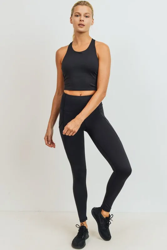 Solid and Slanted HighWaist Leggings in Black