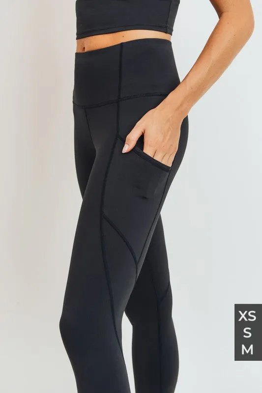 Solid and Slanted HighWaist Leggings in Black