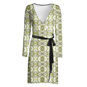 Spring Pine Branch Wrap Dress