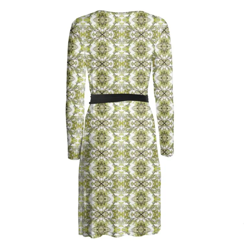 Spring Pine Branch Wrap Dress