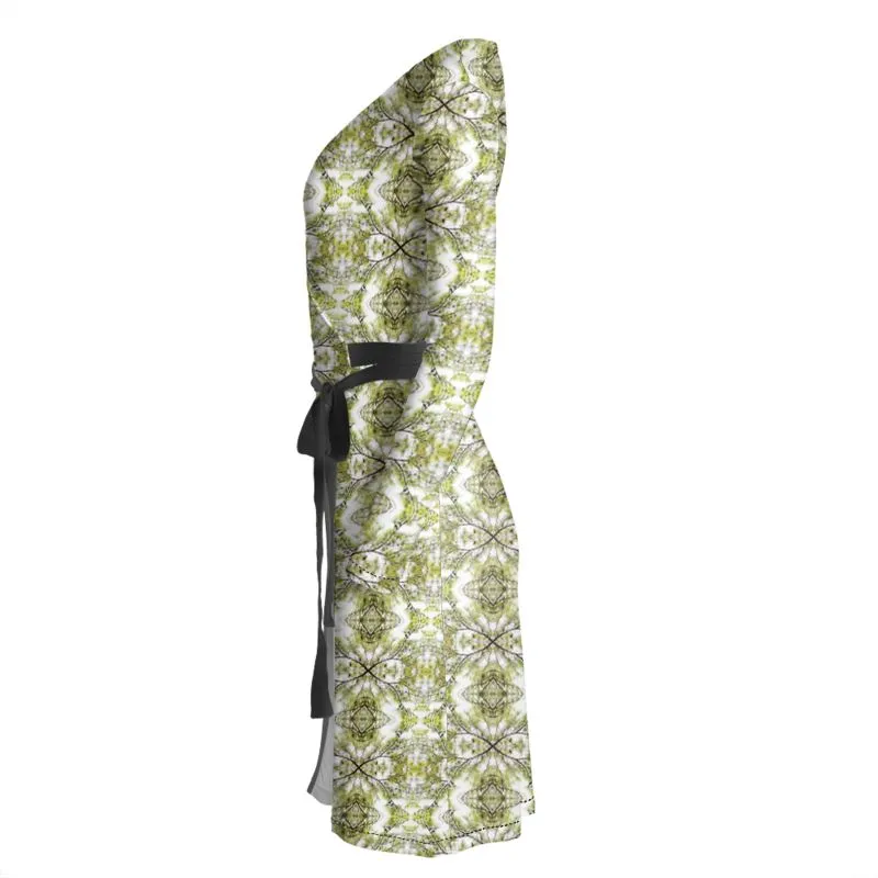 Spring Pine Branch Wrap Dress