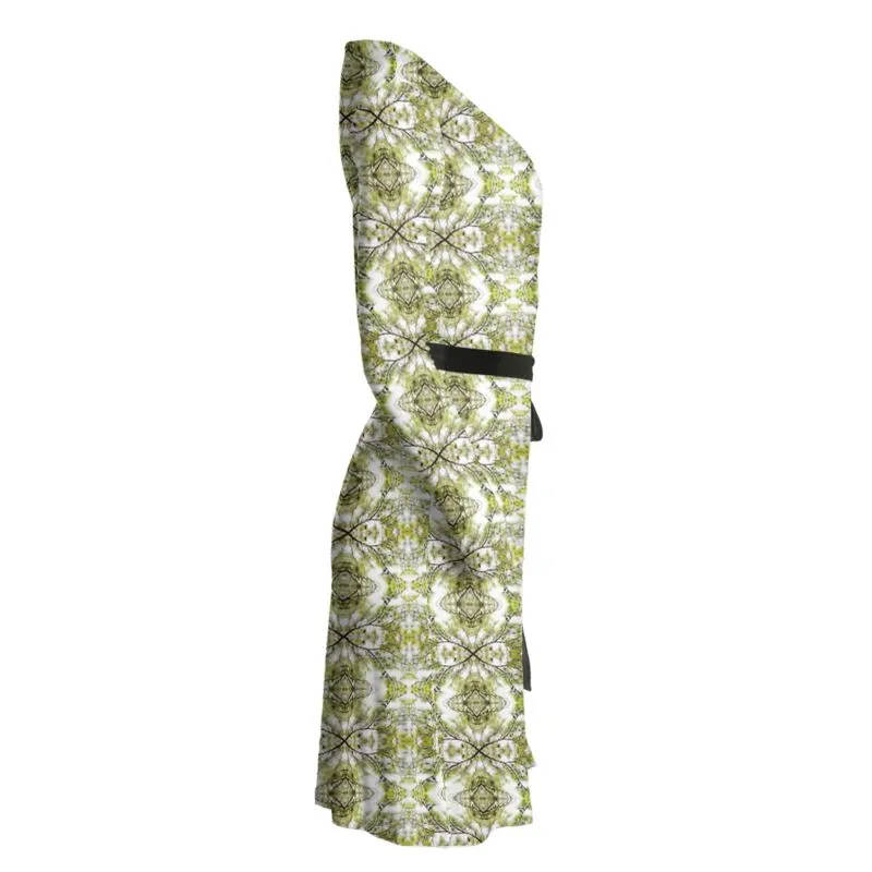Spring Pine Branch Wrap Dress