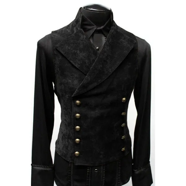 STAND COLLAR SUEDE DOUBLE BREASTED VEST