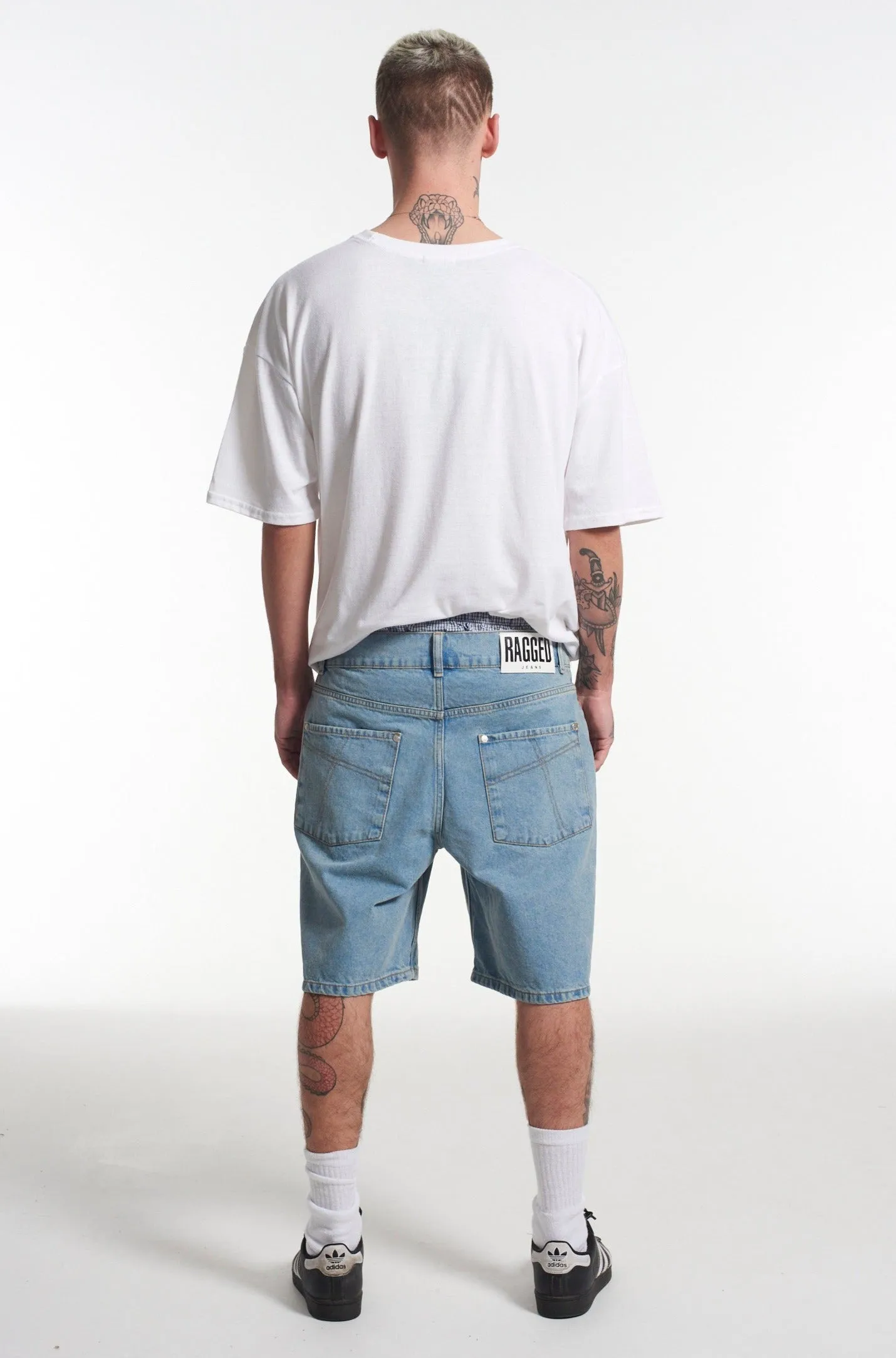 Straight Leg Shorts Mid Blue