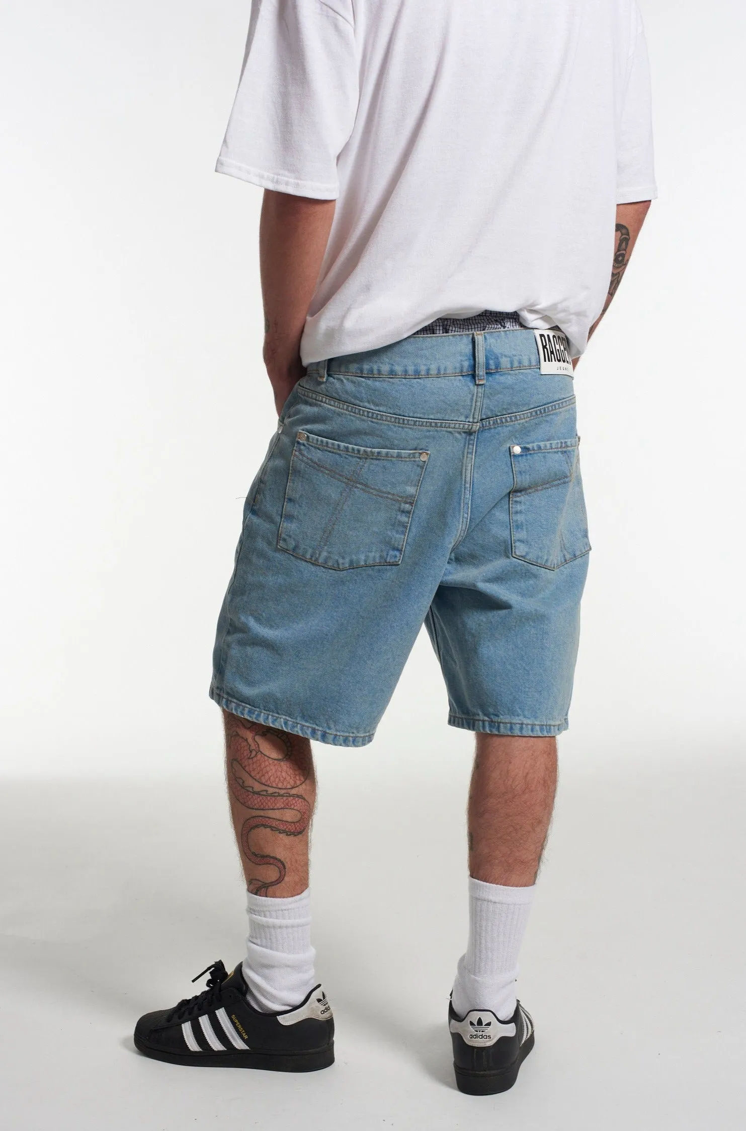 Straight Leg Shorts Mid Blue
