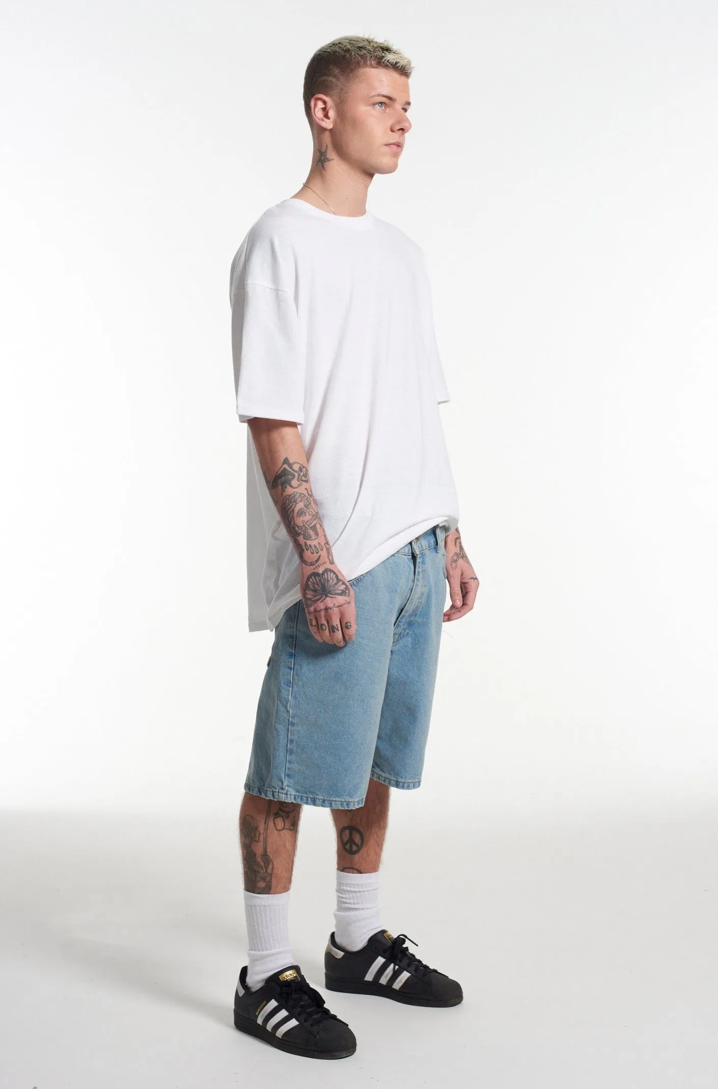 Straight Leg Shorts Mid Blue