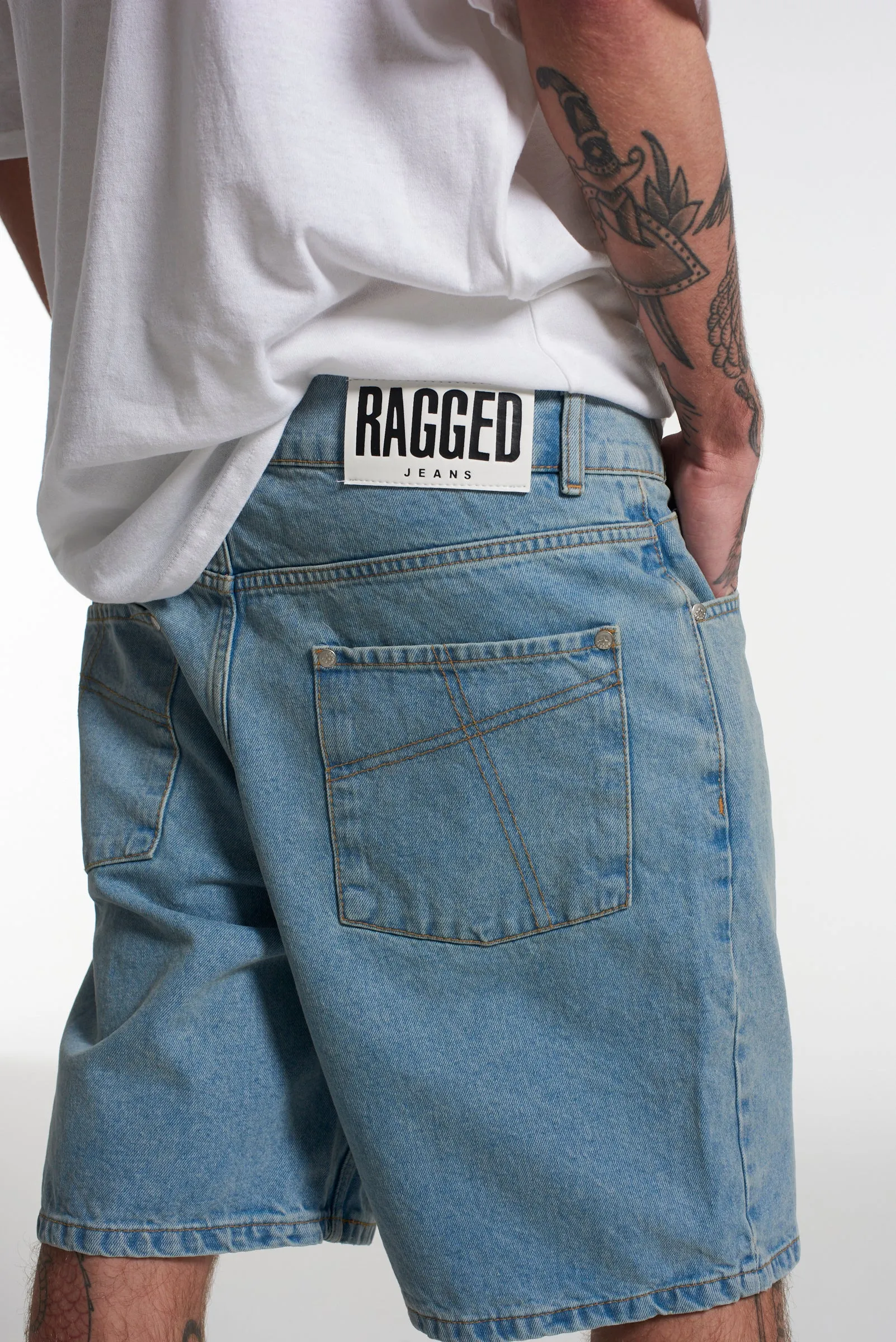Straight Leg Shorts Mid Blue