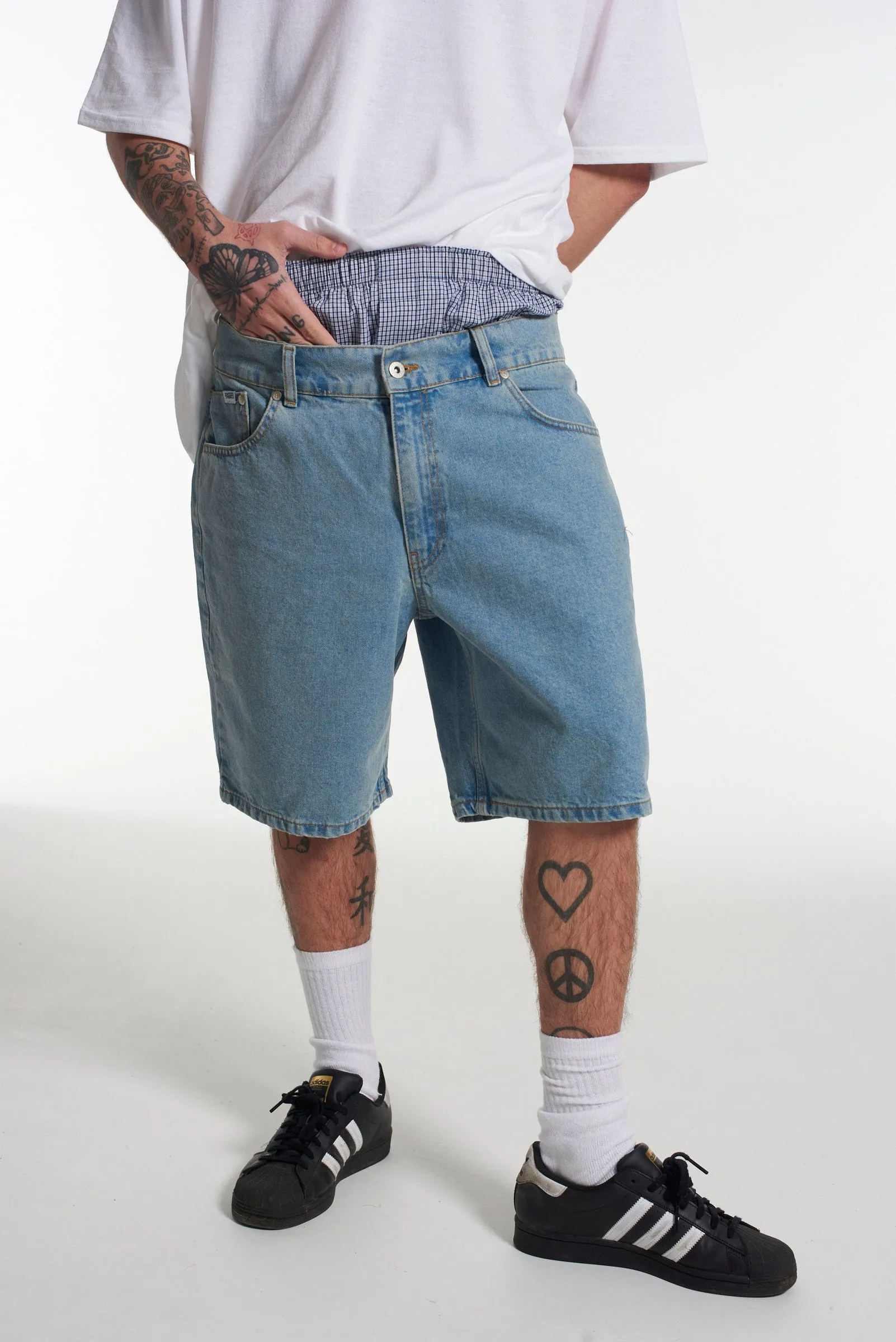 Straight Leg Shorts Mid Blue