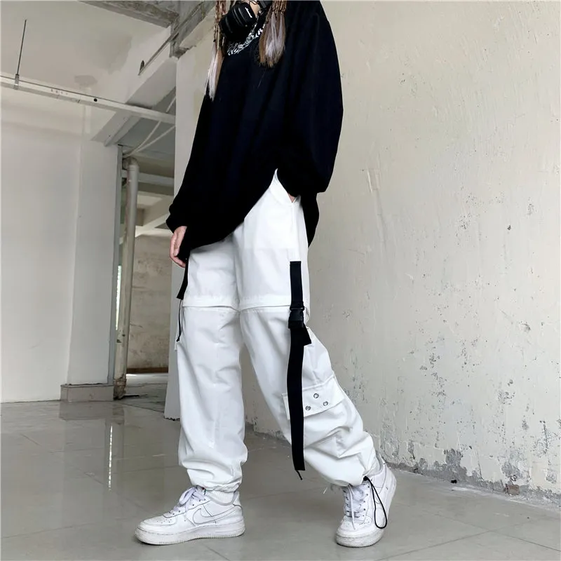 Street Zipper Strap Loose Pants SD01541