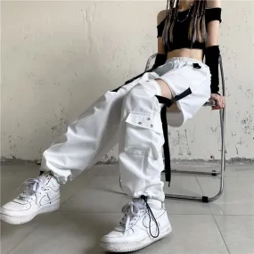 Street Zipper Strap Loose Pants SD01541