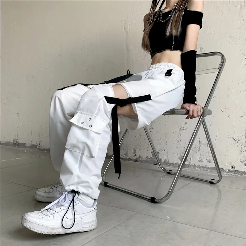 Street Zipper Strap Loose Pants SD01541