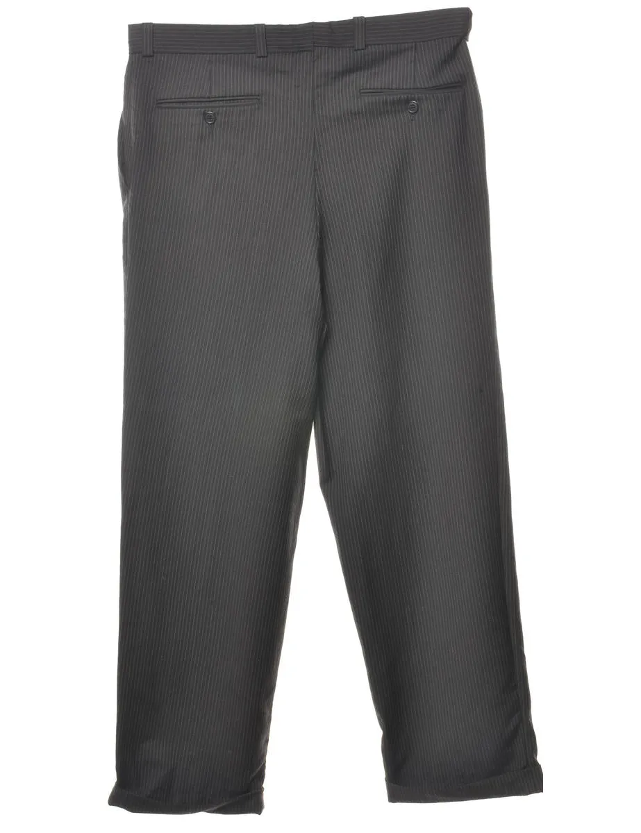 Striped Pattern Black Trousers - W34 L29