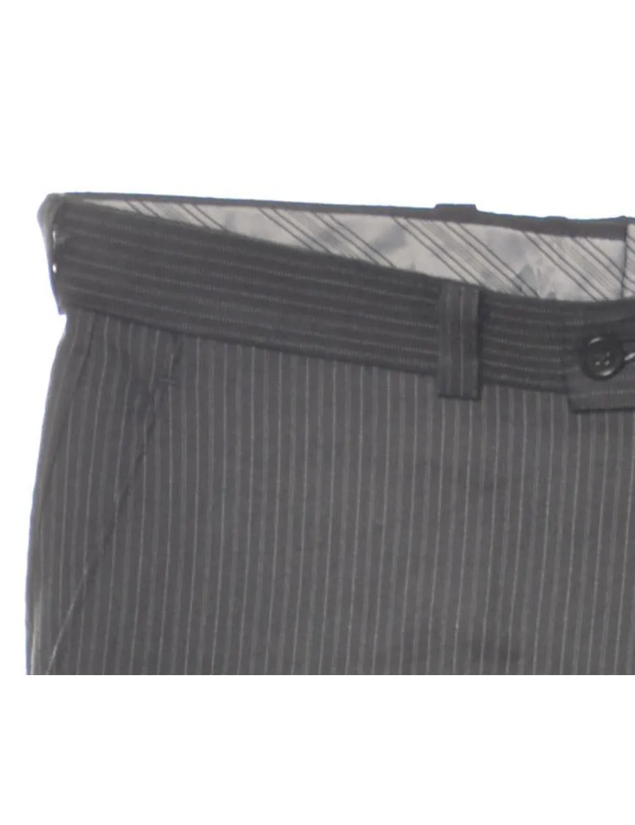 Striped Pattern Black Trousers - W34 L29