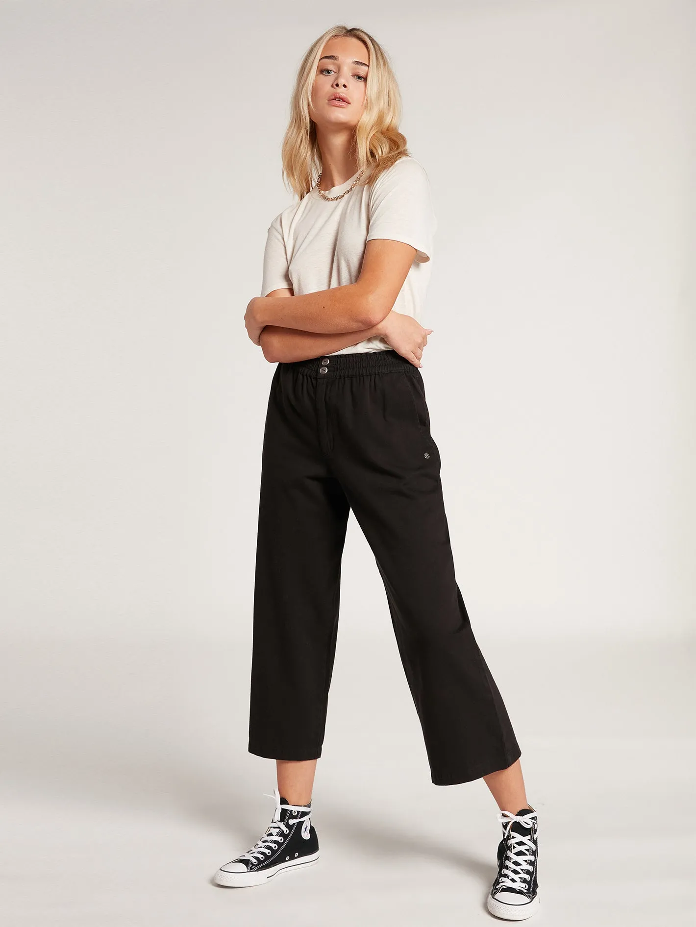 Struttin Stone Cropped Chino Pant - Black