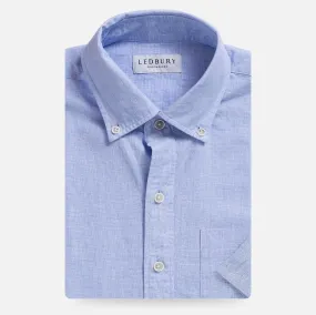 The Light Blue Short Sleeve Barretto Cotton Linen Custom Shirt