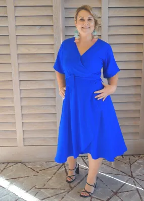 The Midi Wrap Dress - Curve Royal Blue
