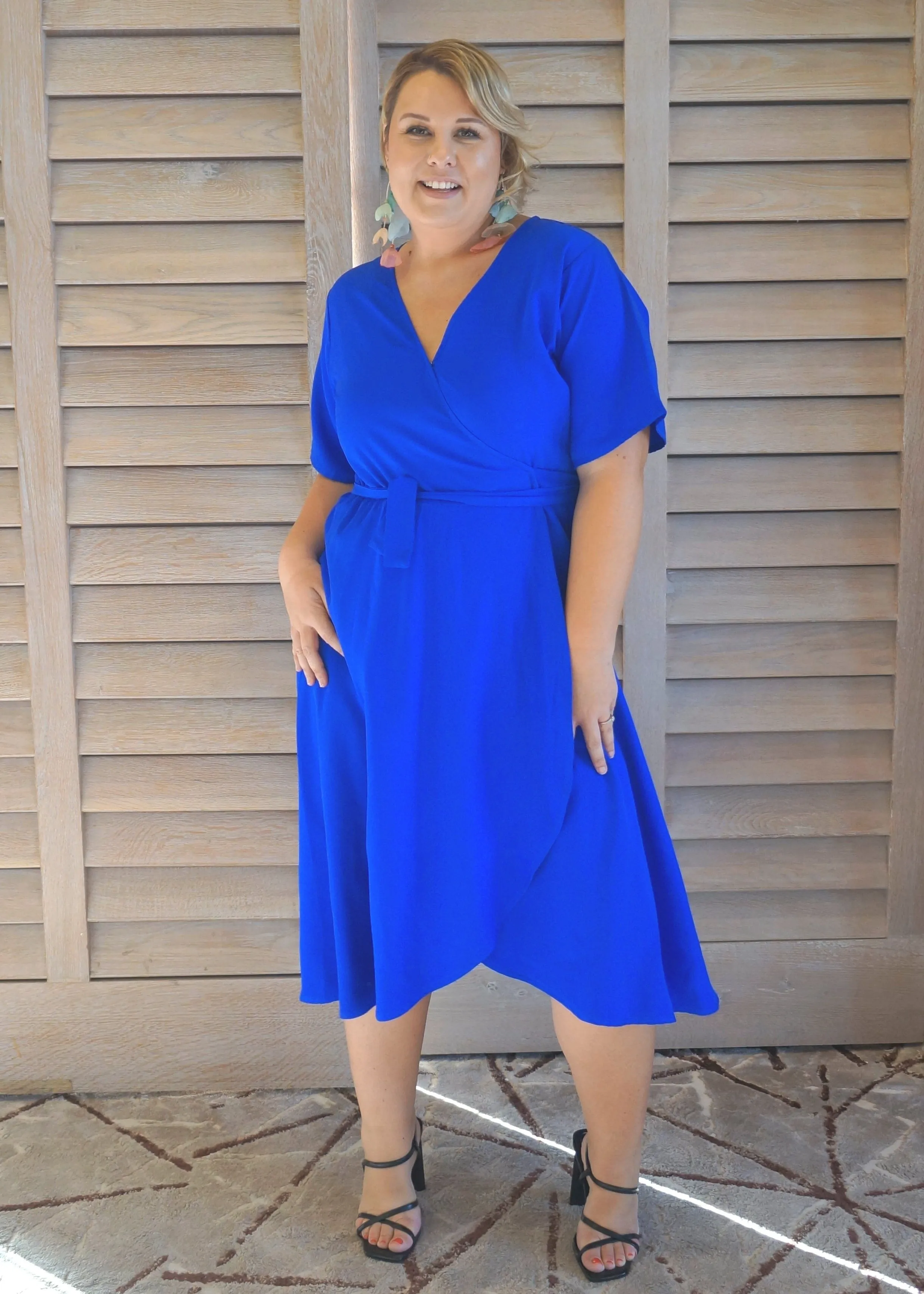 The Midi Wrap Dress - Curve Royal Blue