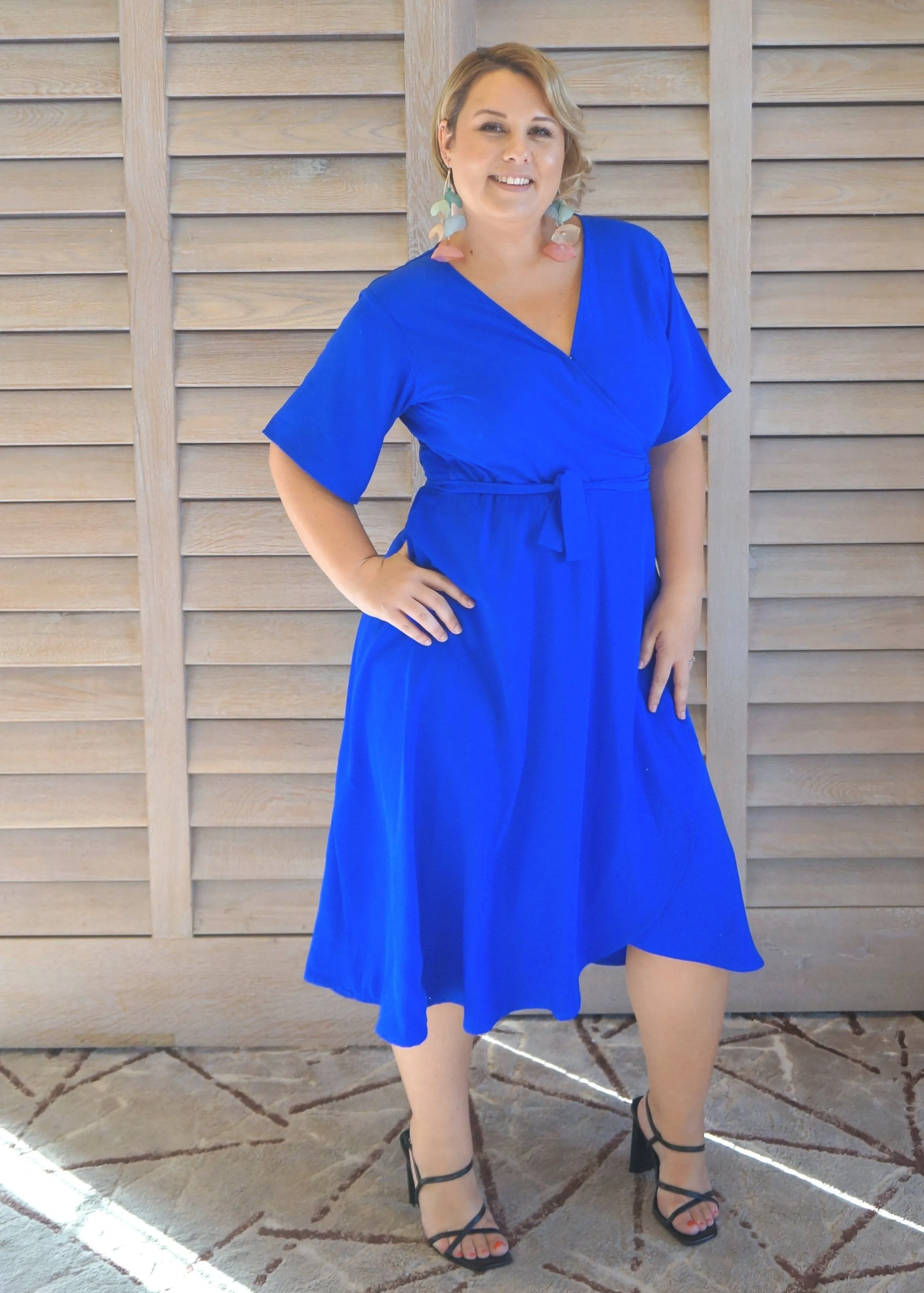 The Midi Wrap Dress - Curve Royal Blue