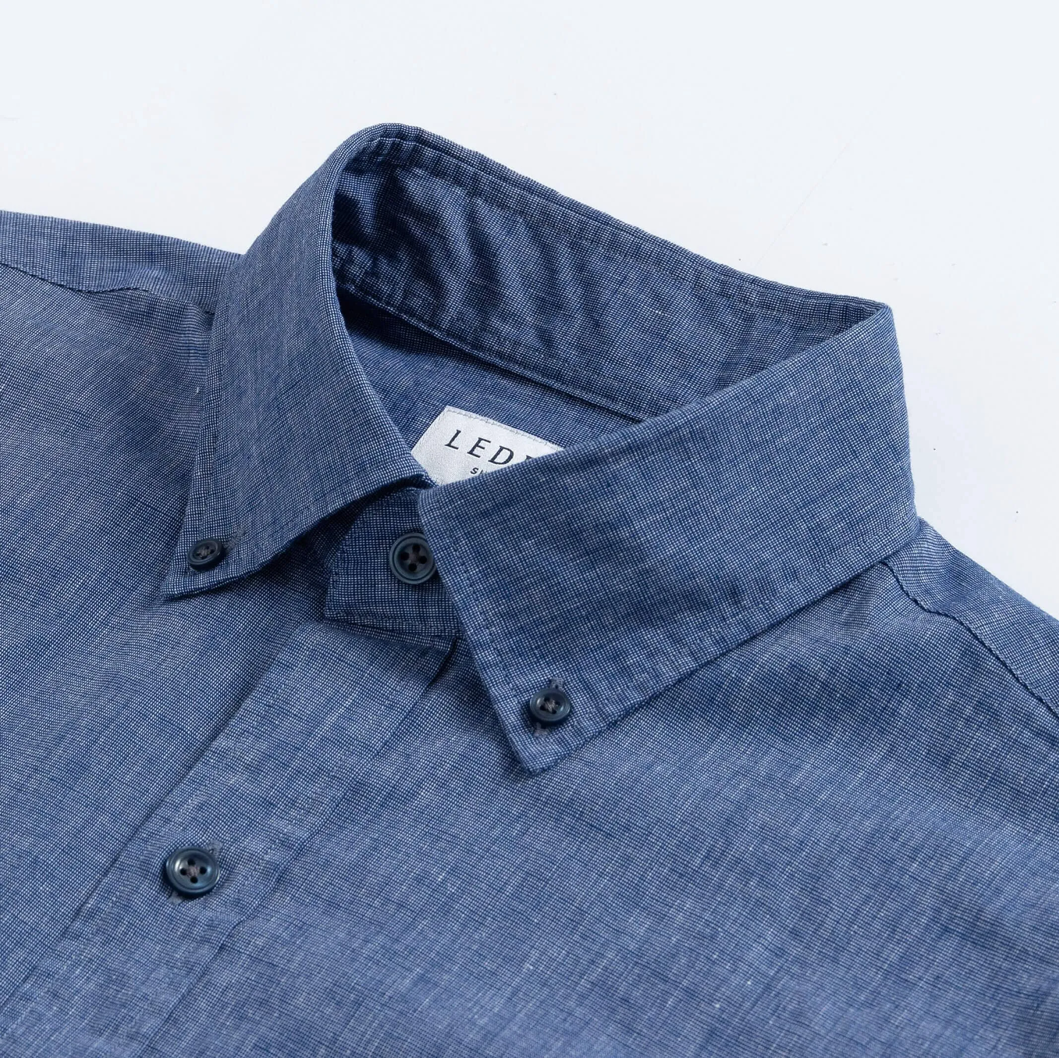 The Navy Short Sleeve Barretto Cotton Linen Custom Shirt