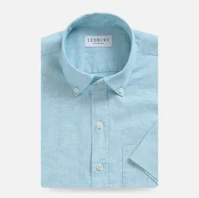 The Sea Green Short Sleeve Barretto Cotton Linen Custom Shirt