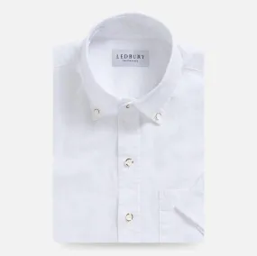 The White Short Sleeve Barretto Cotton Linen Custom Shirt