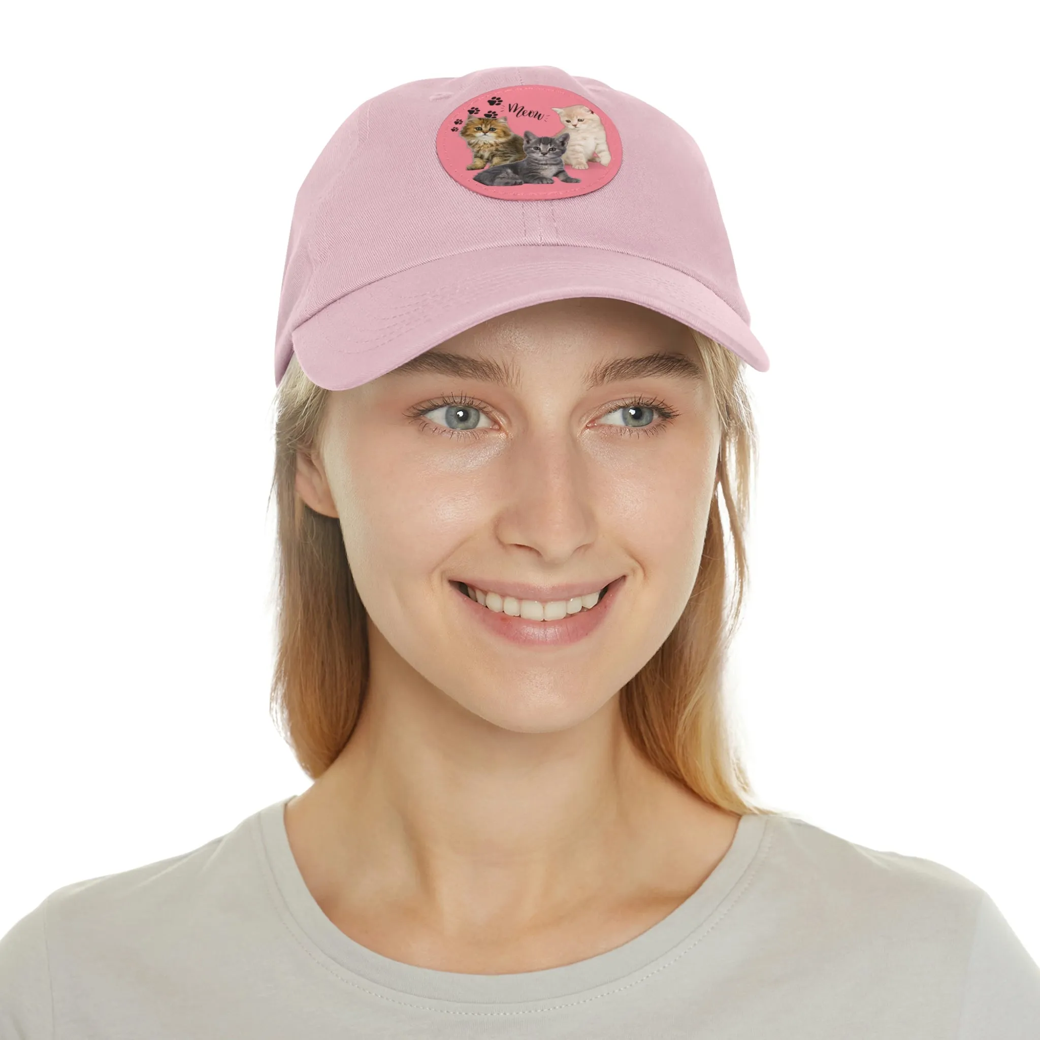 Three Persian Cats Meow POD Cat  Dad Hat with Leather Patch (Round)