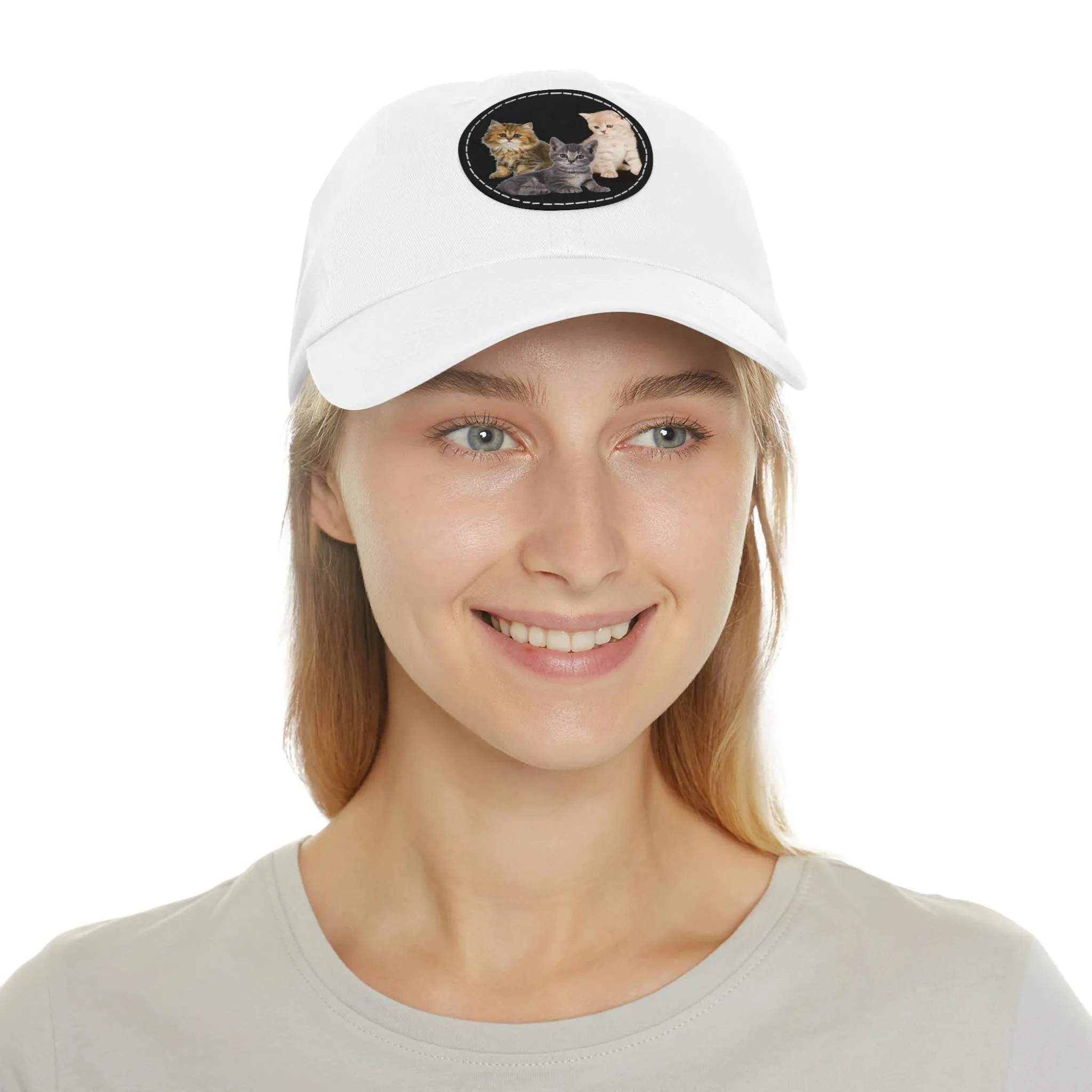 Three Persian Cats Meow POD Cat  Dad Hat with Leather Patch (Round)