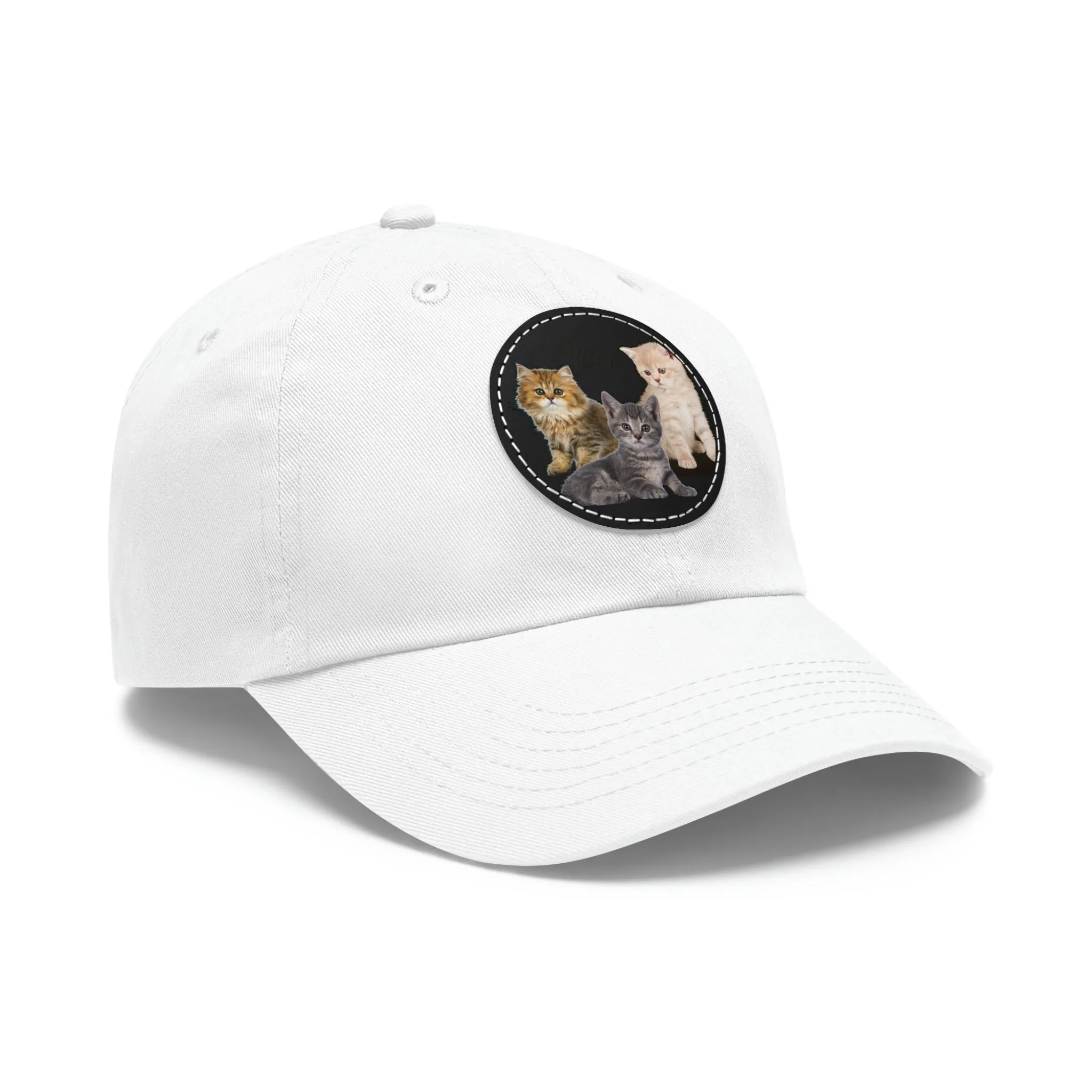 Three Persian Cats Meow POD Cat  Dad Hat with Leather Patch (Round)
